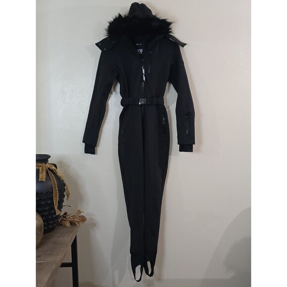 ASOS 4505 Ski & Snow Black Ski Suit Water Repellant Skinny Leg Belted Size 4 - Picture 2 of 16
